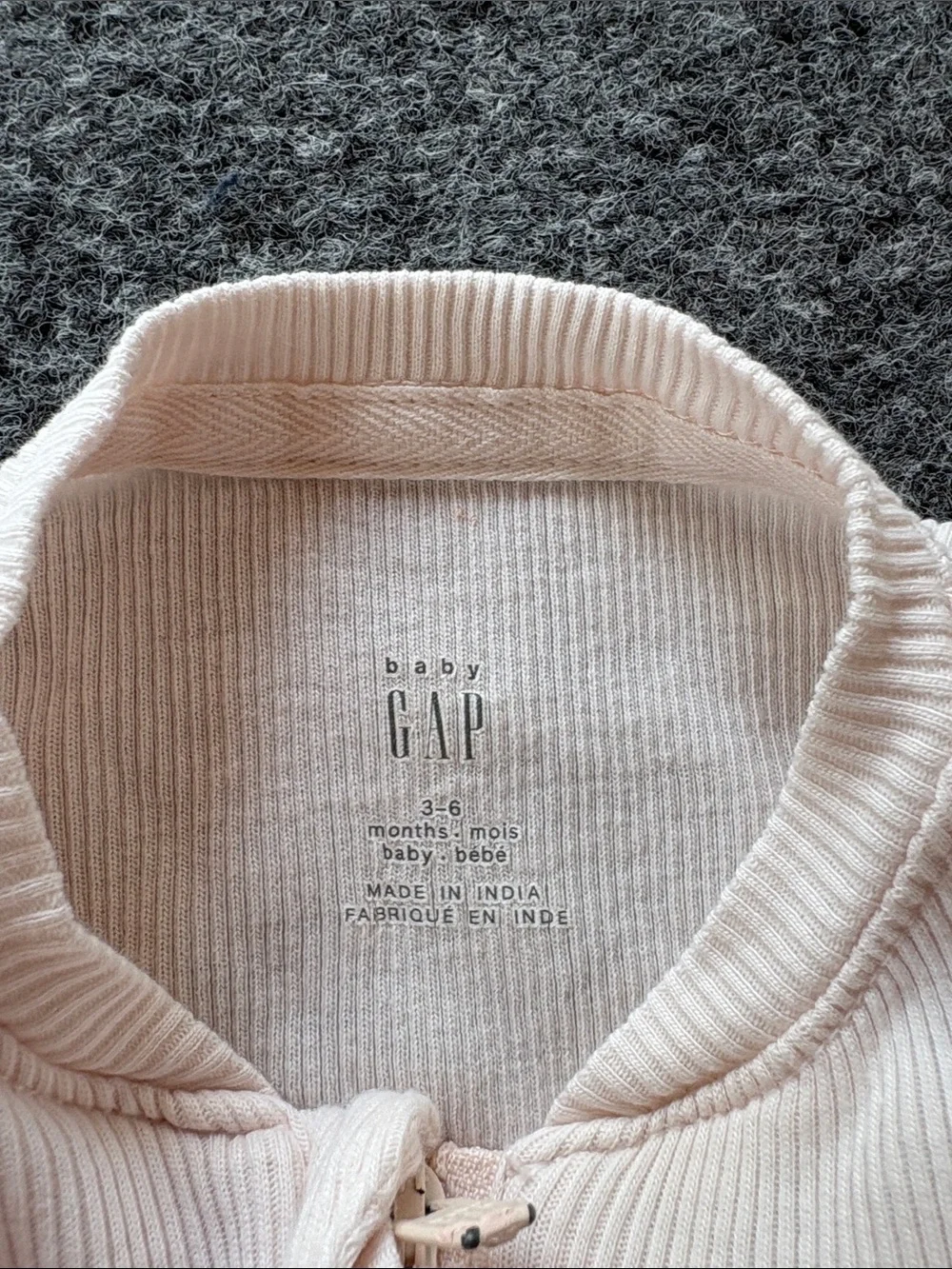 GAP Light Pink Ruffle-Trim Footed One-Piece - Zipped - Size 3 to 6 months